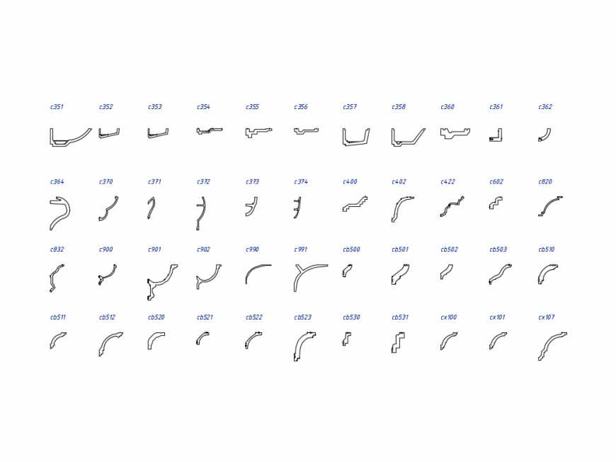 Dynamic cornices for decor cad blocks design details dwg file