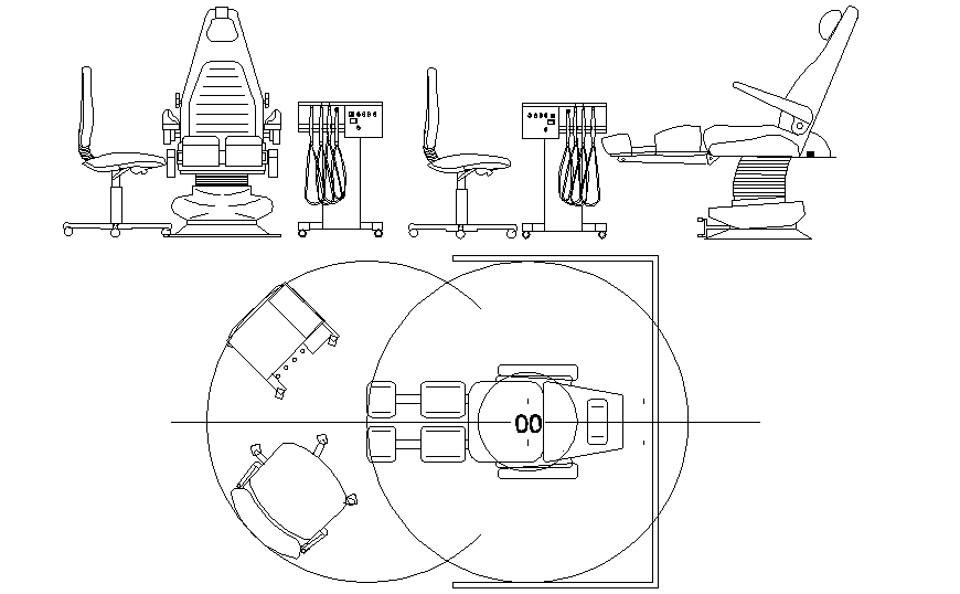 Dynamic dentist chair block cad drawing details dwg file