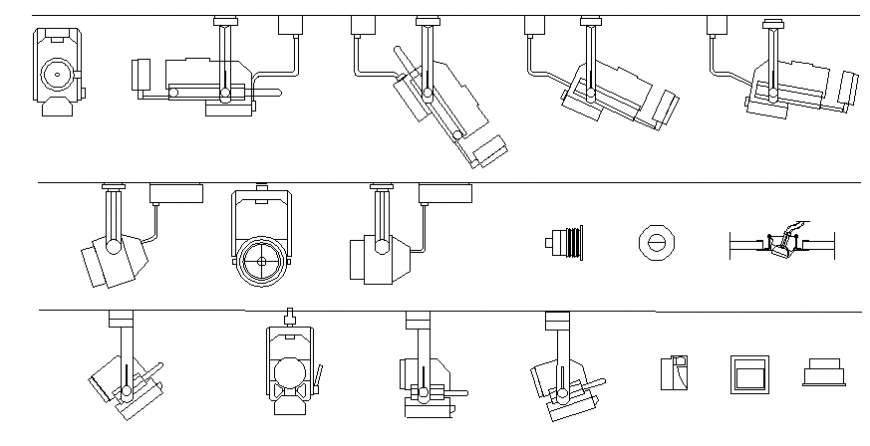 Dynamic directional rotate lights blocks cad drawing details dwg file