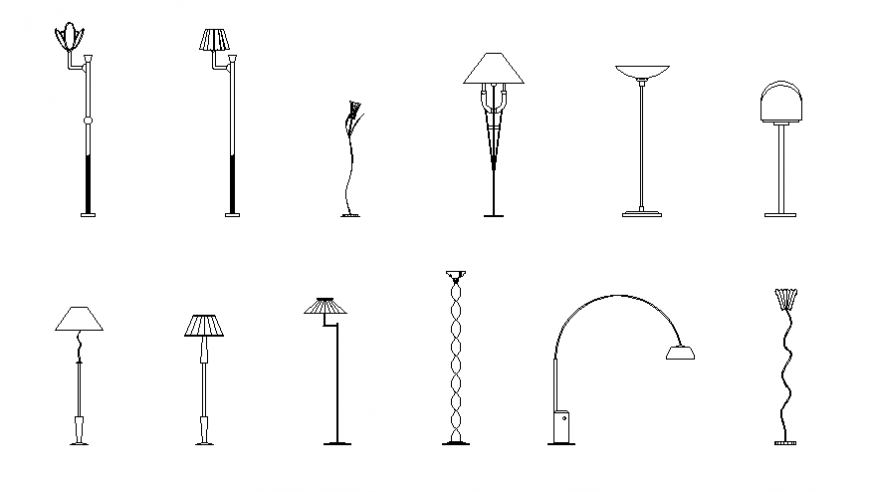 Dynamic floor lamps blocks cad drawing details dwg file