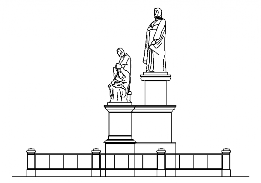 Dynamic garden sculpture cad drawing details dwg file