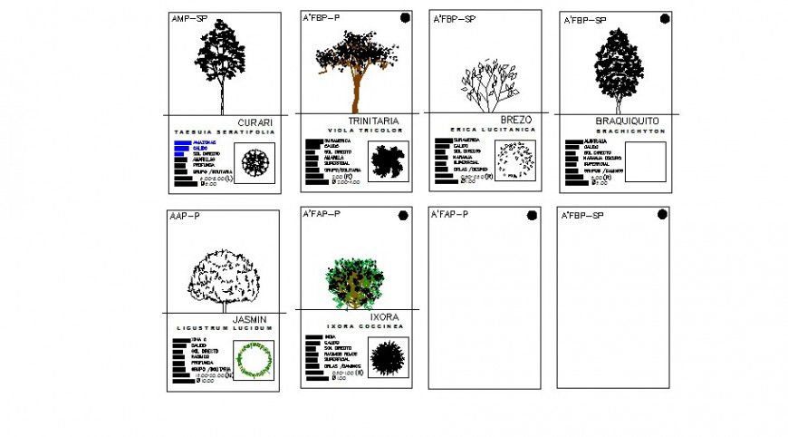 Dynamic garden tree elevation blocks cad drawing details dwg file