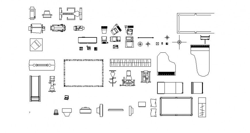 Dynamic gym equipment and household furniture blocks cad drawing details dwg file