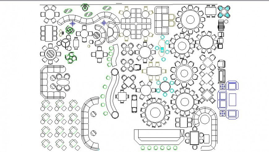 Dynamic hotel furniture-dining table, sofa sets etc blocks cad drawing details dwg file