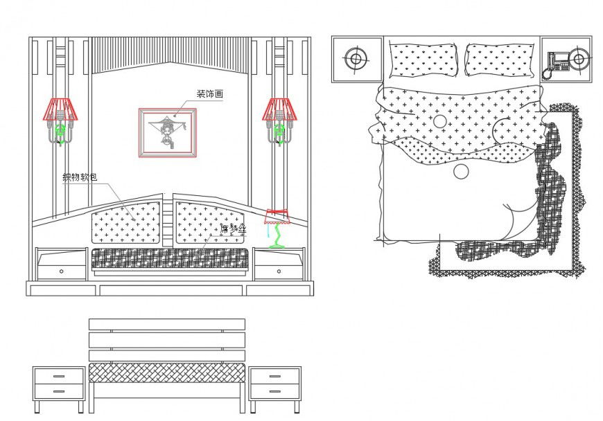 Dynamic hotel room furniture blocks cad drawing details dwg file