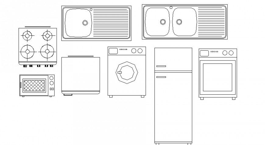 Dynamic kitchen equipment blocks cad drawing details dwg file