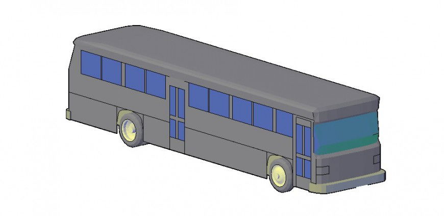 Dynamic long bus elevation 3d model cad drawing details dwg file