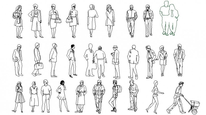 Dynamic men and women blocks cad drawing details dwg file