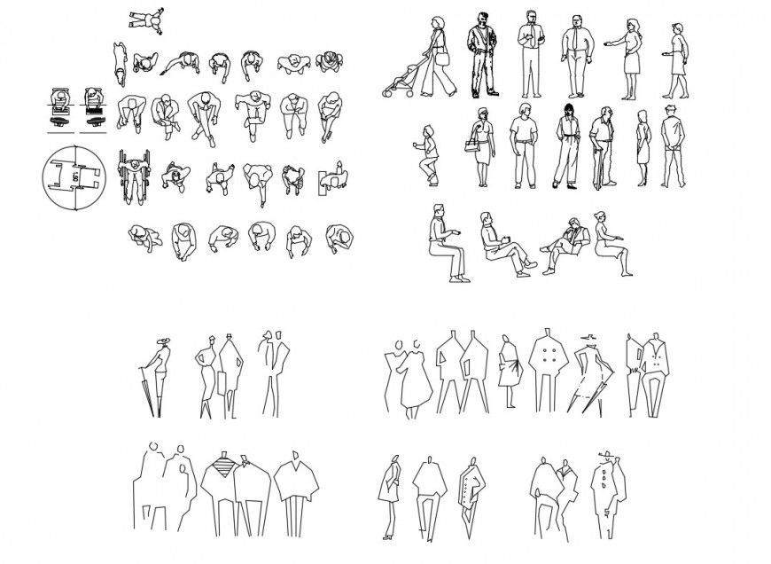 Dynamic miscellaneous people act blocks cad drawing details dwg file