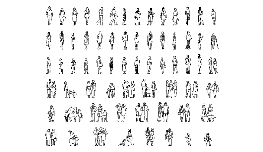 Dynamic miscellaneous people elevation blocks cad drawing details dwg file