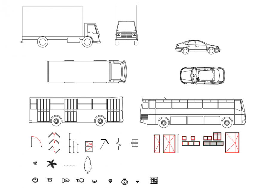 Dynamic miscellaneous vehicles blocks cad drawing details dwg file