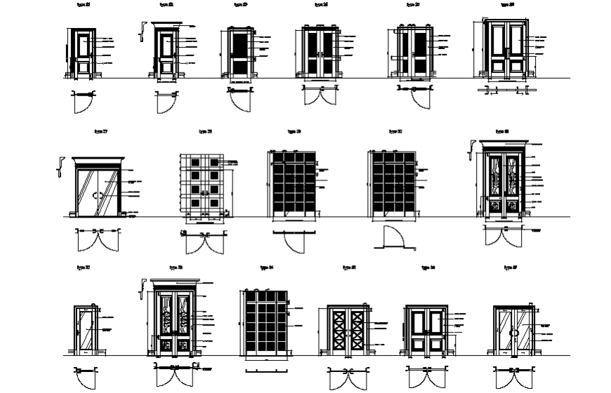 Dynamic multiple door elevation blocks cad drawing details dwg file