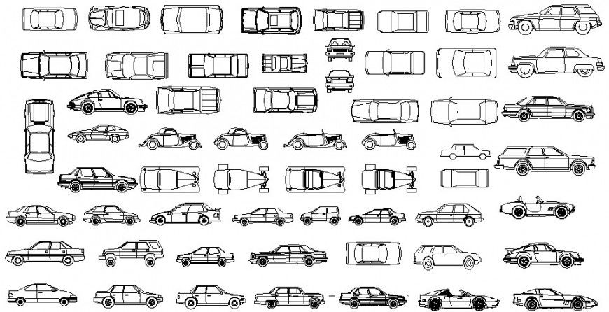 Dynamic multiple family car elevation blocks dwg file