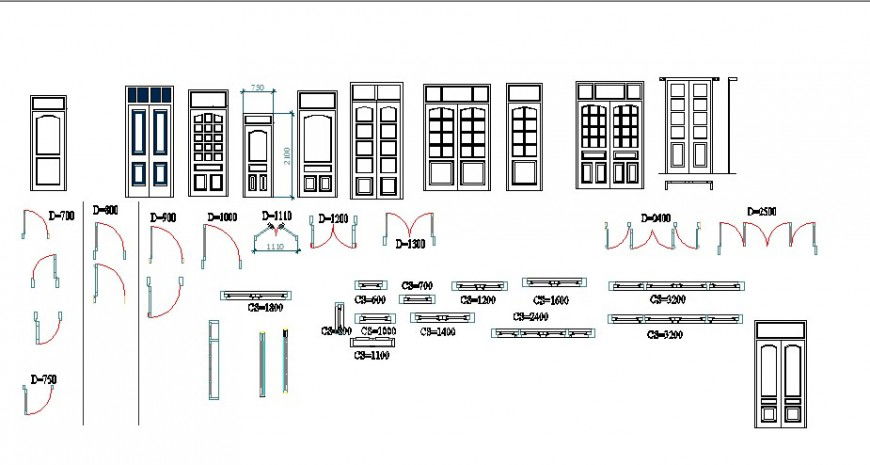 Dynamic multiple house door 2d elevation blocks cad drawing details dwg file
