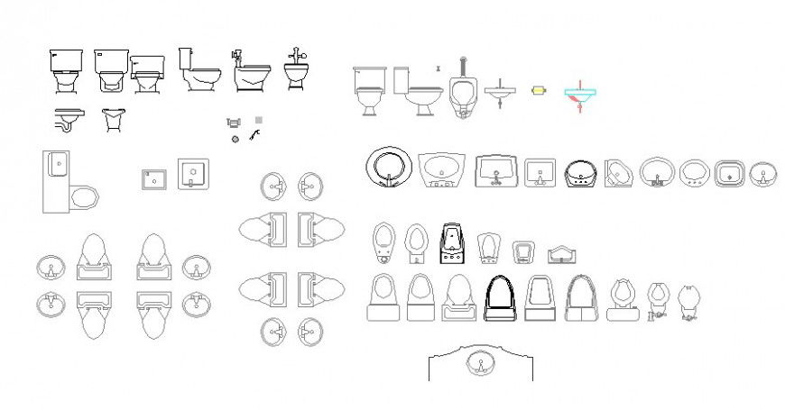Dynamic multiple sanitary blocks cad drawing details dwg file