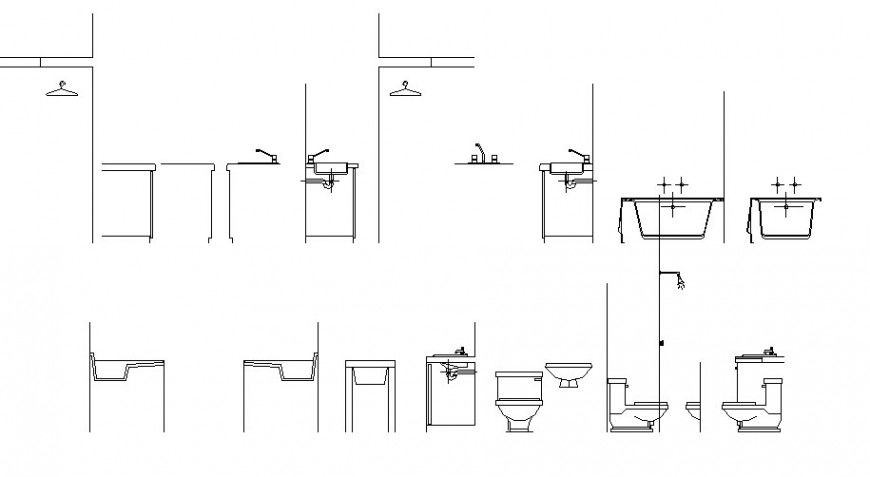 Dynamic multiple sanitary blocks elevation cad drawing details dwg file