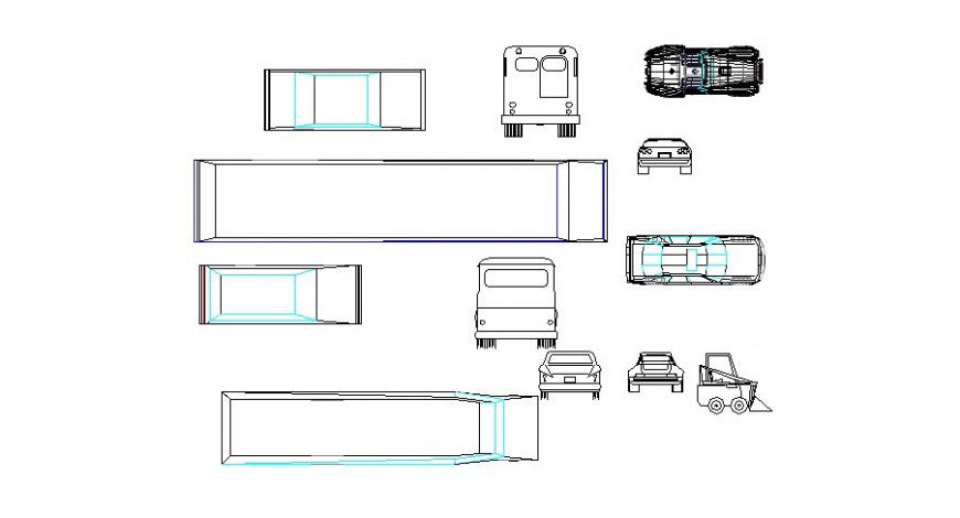 Dynamic multiple vehicle blocks cad drawing details dwg file