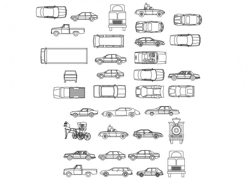 Dynamic multiple vehicle elevation blocks cad drawing details dwg file