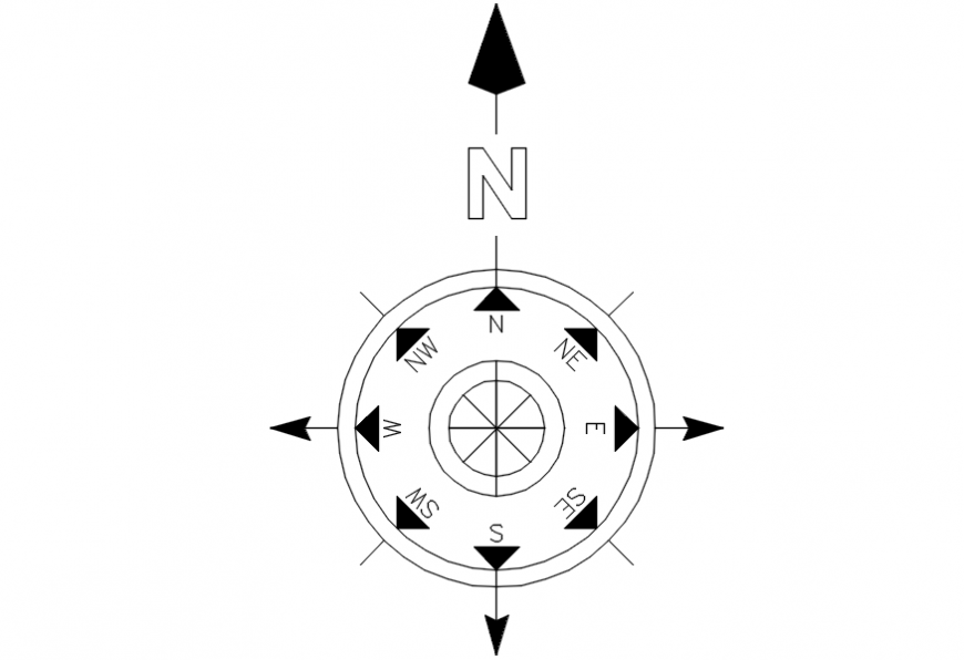 Dynamic north showing symbol block cad drawing details dwg file
