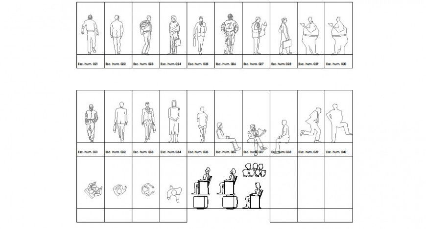 Dynamic office and common 2d people blocks cad drawing details dwg file