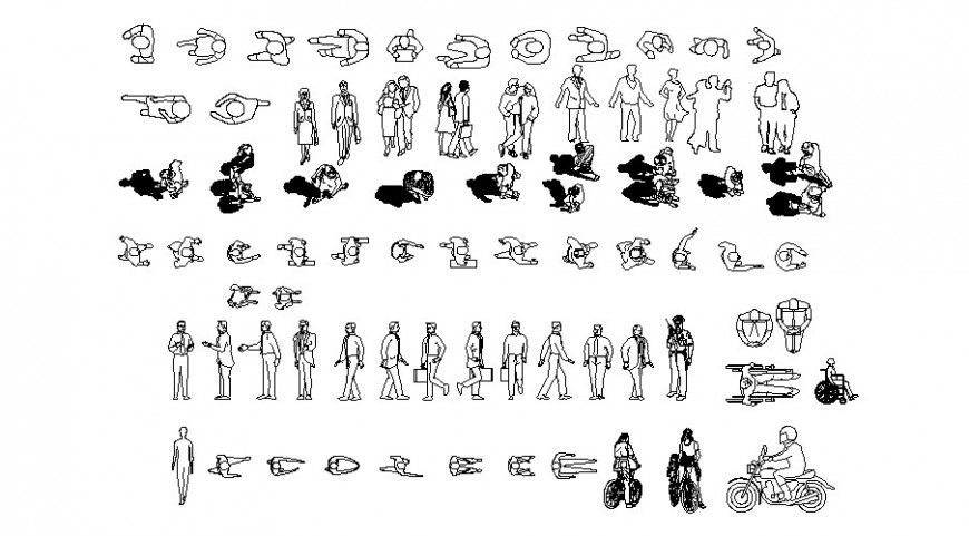Dynamic office and common people blocks cad drawing details dwg file