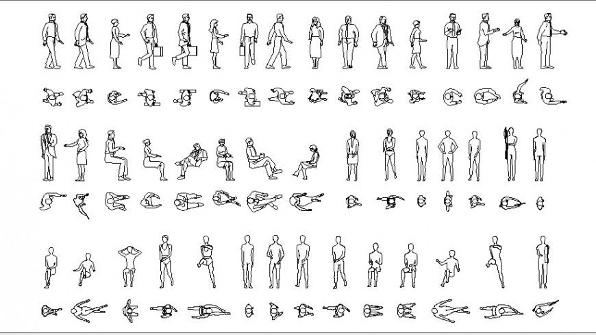 Dynamic office and sports people blocks cad drawing details dwg file