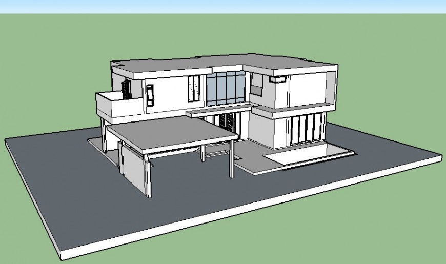 Dynamic one family bungalow 3d model cad drawing details skp file