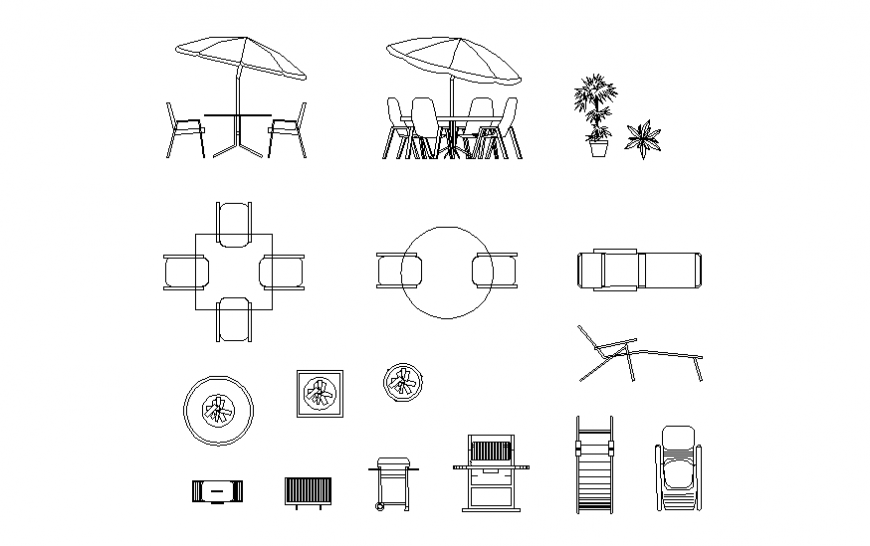 Dynamic outdoor furniture blocks cad drawing details dwg file