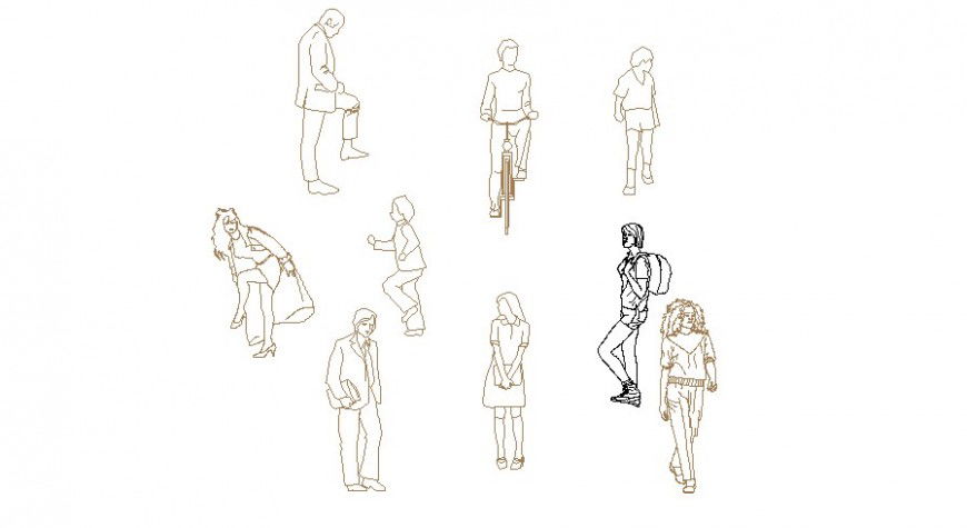 Dynamic people act figure blocks cad drawing details dwg file