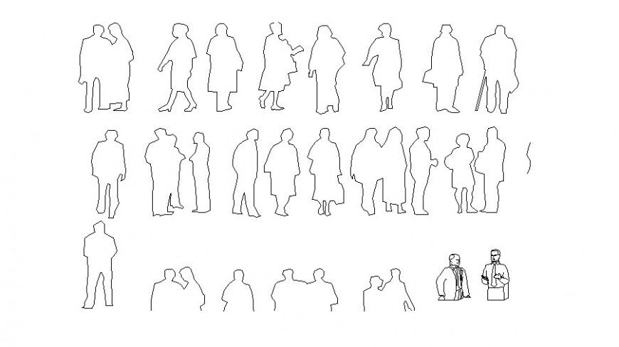 Dynamic people figure blocks cad drawing details dwg file