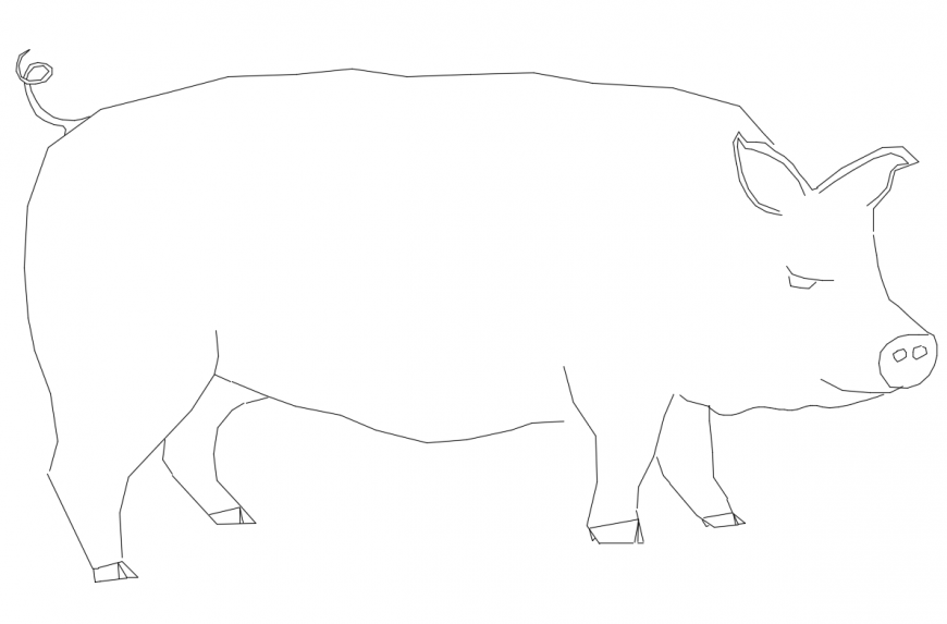 Dynamic pig elevation block cad drawing details dwg file