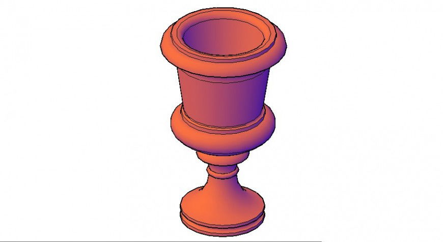 Dynamic planter 3d elevation block cad drawing details dwg file