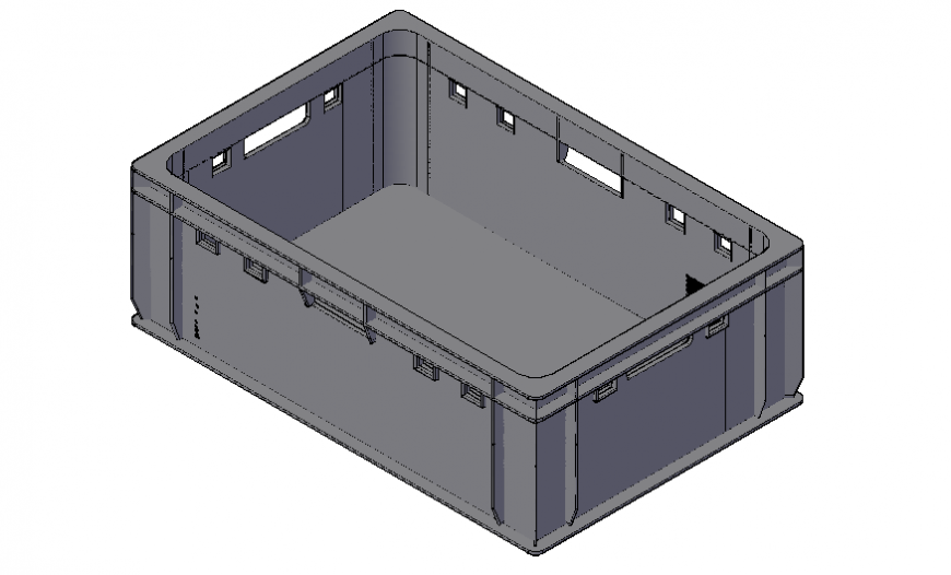 Dynamic plastic crate design 3d cad block details dwg file
