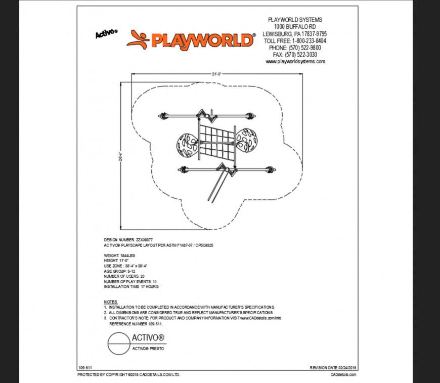 Dynamic presto kinder garden play equipment details dwg file
