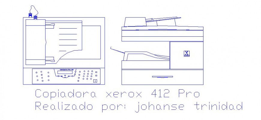 Dynamic printer xerox copier machine cad drawing details dwg file