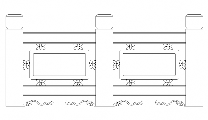 Dynamic railing block cad drawing details dwg file