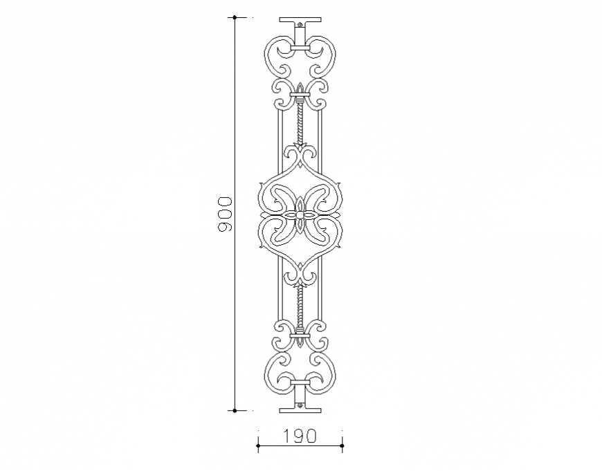Dynamic railing block design cad drawing details dwg file