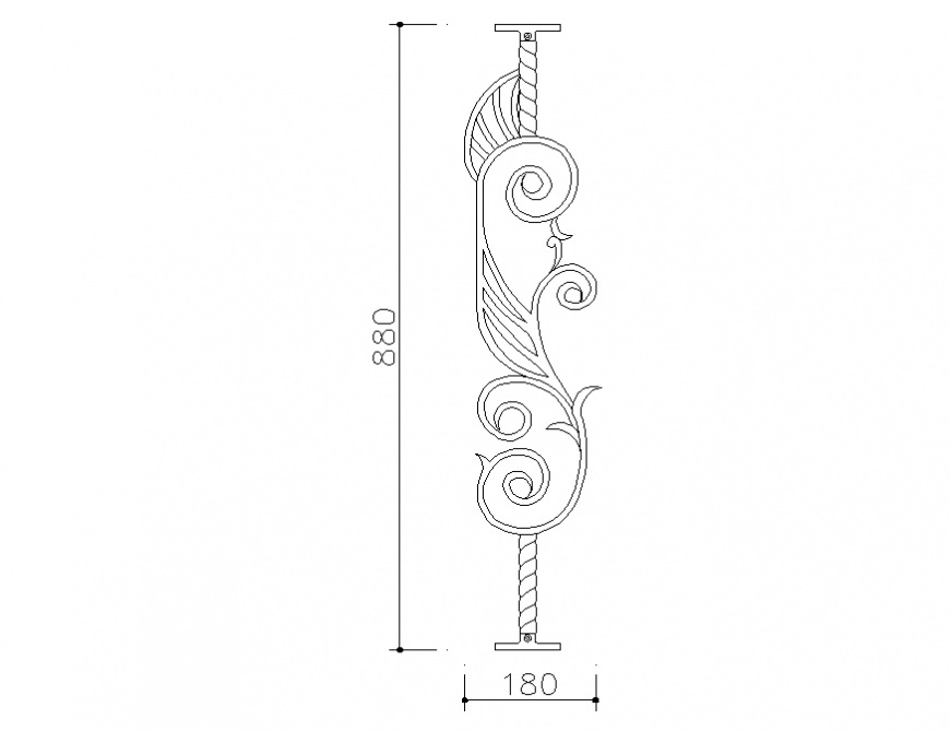 Dynamic railing block design dwg file