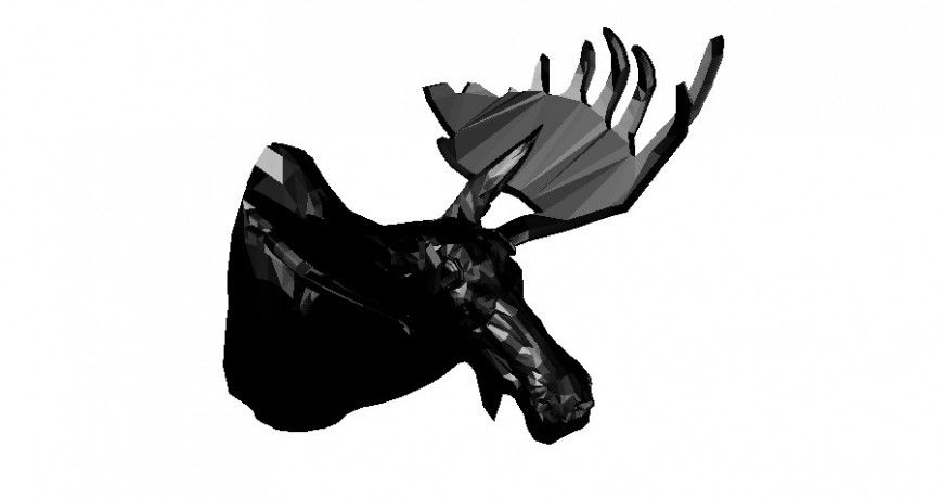 Dynamic rain deer head 3d elevation block cad drawing details dwg file