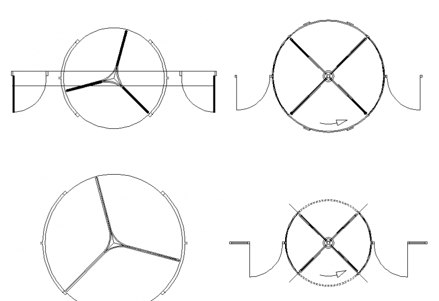 Dynamic revolving door blocks cad drawing details dwg file
