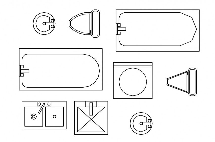 Dynamic sanitary-ware elevation blocks cad drawing details dwg file