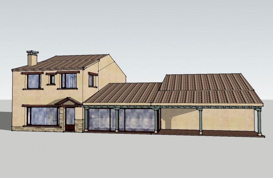 Dynamic single family residential bungalow 3d drawing details skp file