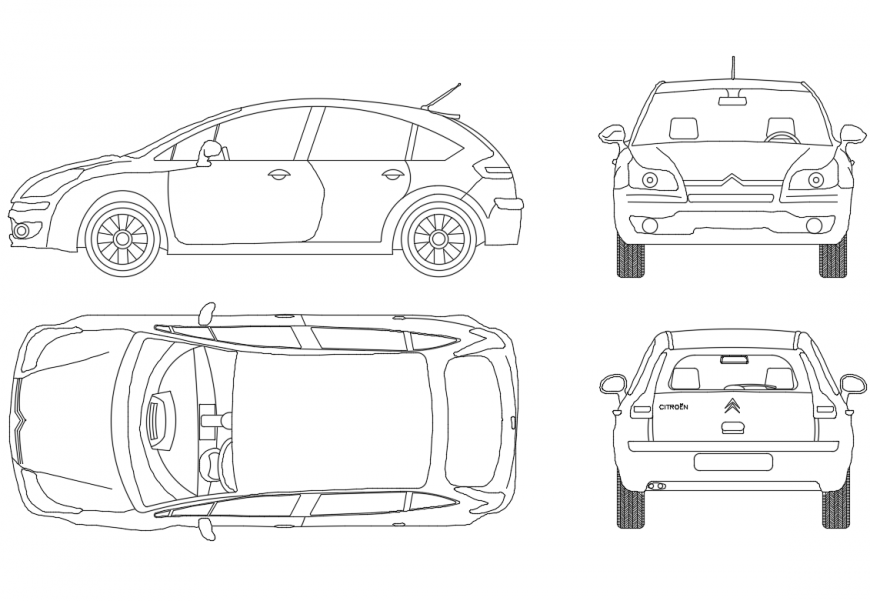 Dynamic small family cars cad blocks details dwg file