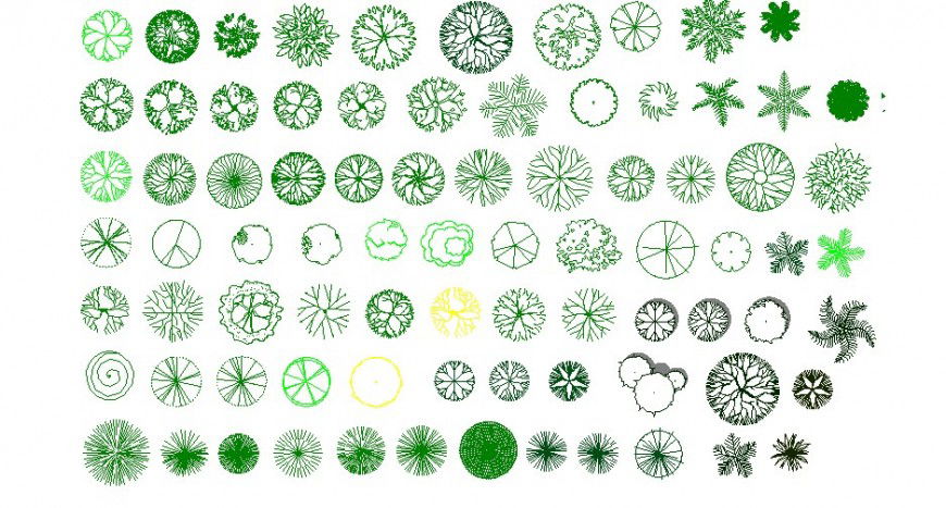 Dynamic small tree plant elevation blocks dwg file