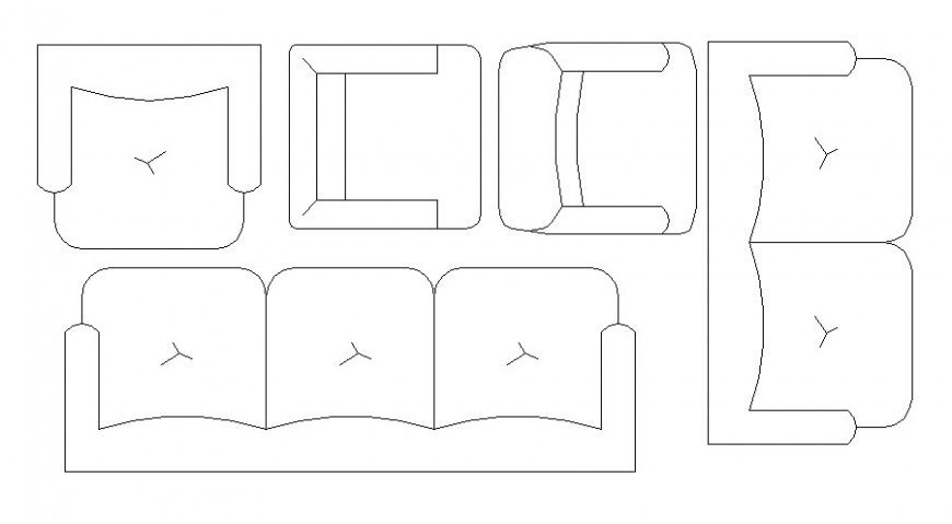 Dynamic Sofa Elevation Designs CAD Blocks DWG File