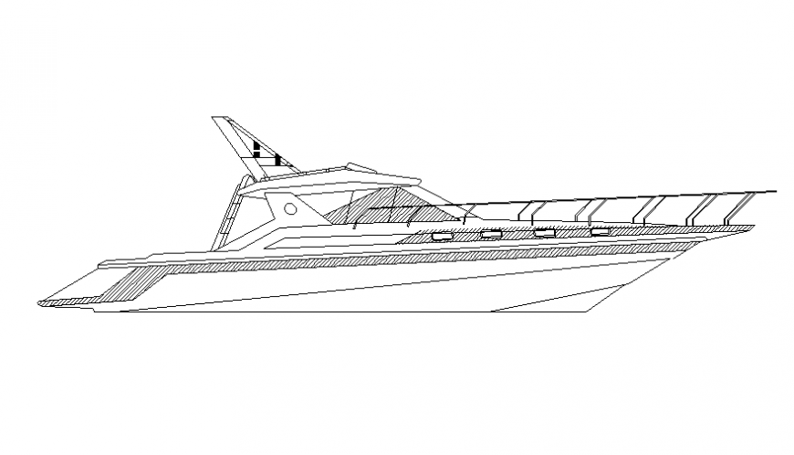 Dynamic speed boat side elevation cad block details dwg file