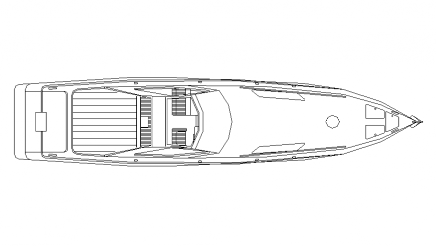 Dynamic speed boat top view elevation cad block details dwg file