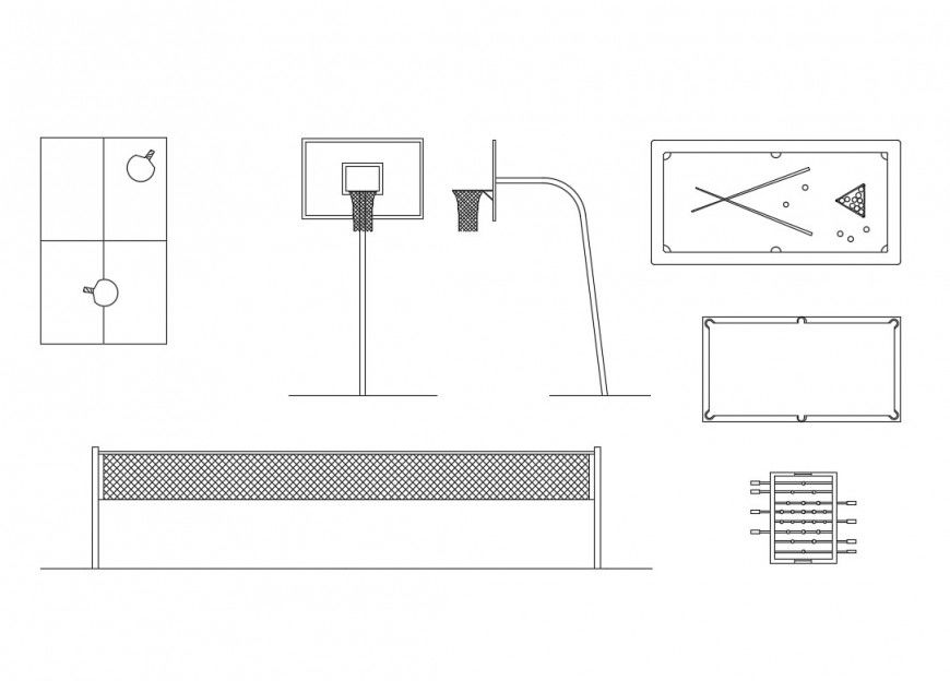 Dynamic sports equipment blocks cad drawing details dwg file