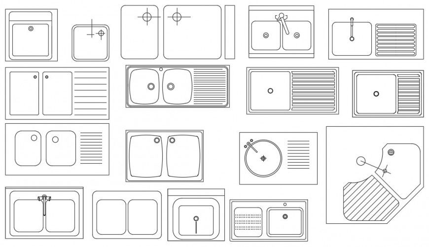Dynamic steel sink elevation blocks cad drawing details dwg file