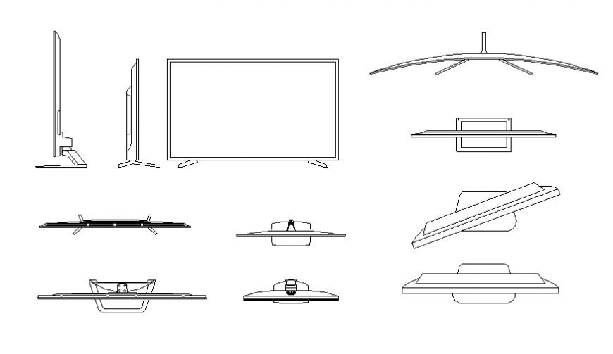 Dynamic televisions elevation blocks cad drawing details dwg file
